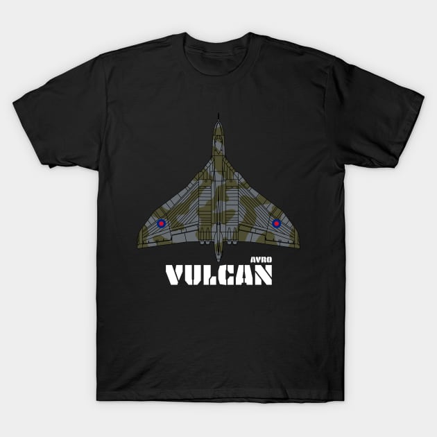 Avro Vulcan 'V Bomber' T-Shirt by BearCaveDesigns